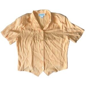 Impressions Of California Vintage 70s Womens 14 Rayon Button Up Blouse USA Made